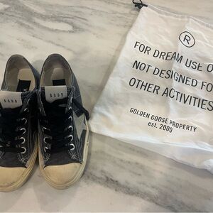 Golden Goose Black and Cream Sneakers